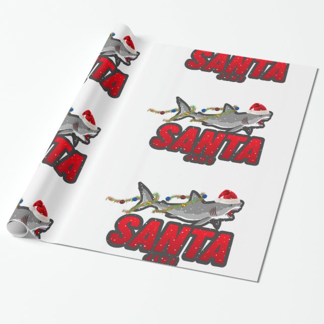 Papel de envoltura de 'SANTA JAWS' (Desenrollado)