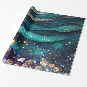 Papel de envoltura de sirena acuarela