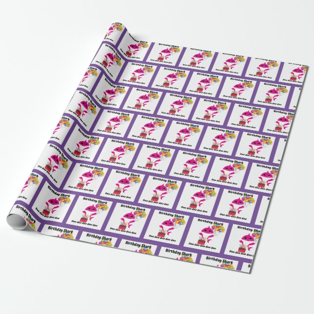 Papel de envoltura de tiburón rosado y morado Chic (Desenrollado)