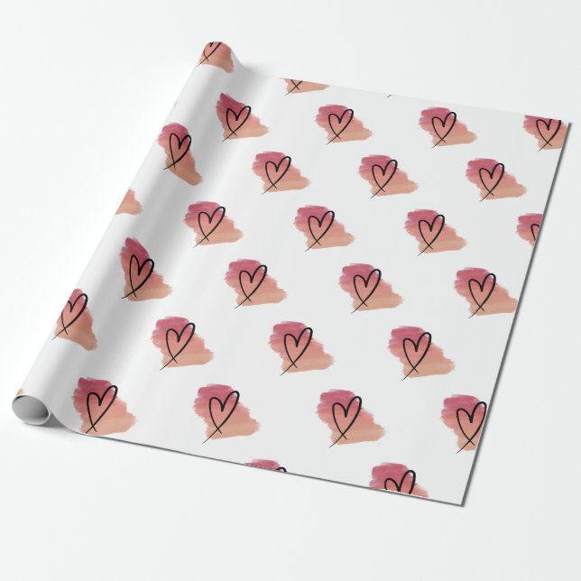 Papel de envoltura de valentina para el corazón (Desenrollado)