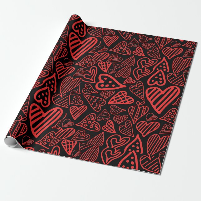 Papel de envoltura de Valentine_corazones - envolt (Desenrollado)