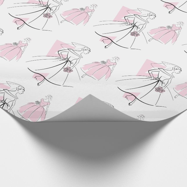 Papel de envoltura del grupo Fashion Bride Pink (Esquina)