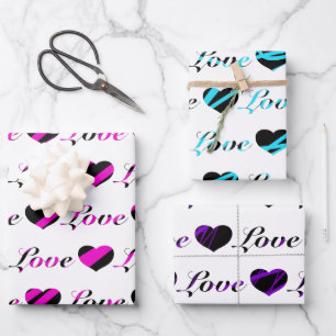 Papel de envoltura en blanco y negro de Love and H