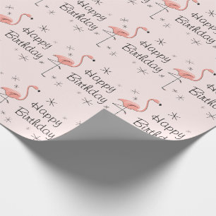 Papel de envoltura Flamingo Pink 'Happy Birthday'