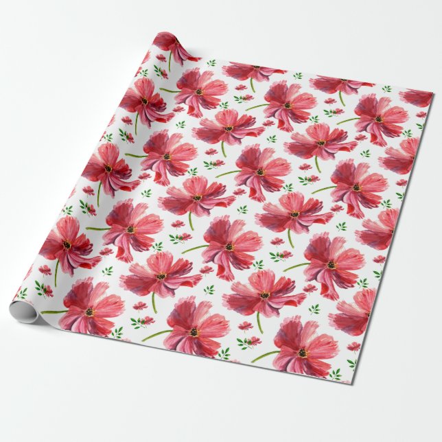Papel de envoltura floral acuarela (Desenrollado)