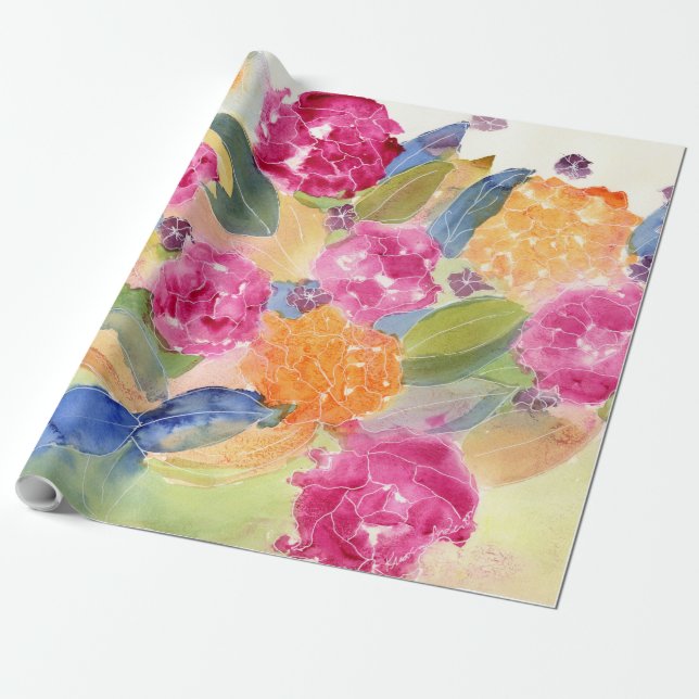 Papel de envoltura floral acuarela (Desenrollado)