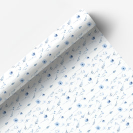 Papel de envoltura floral de flor azul marino