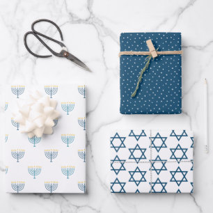 Papel de envoltura Hanukkah moderno - marina