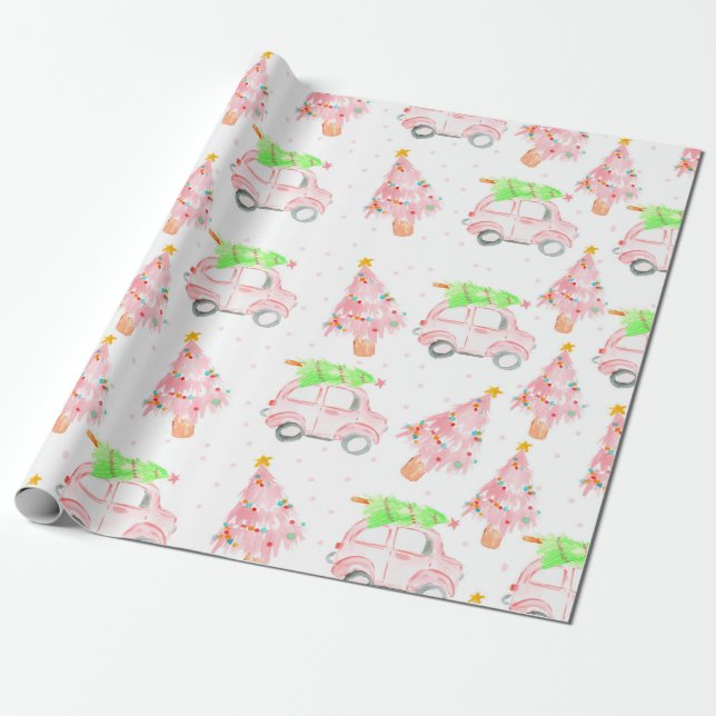 Papel de envoltura para navidades rosas (Desenrollado)