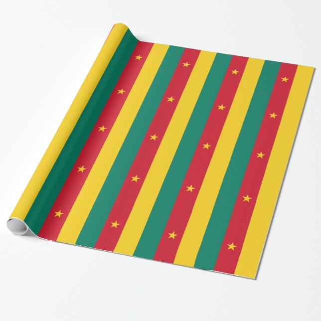 Papel de envoltura patriótico con bandera de Camer (Desenrollado)