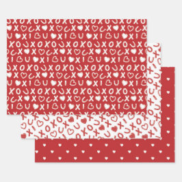 Papel de envoltura rojo de San Valentín XOXO