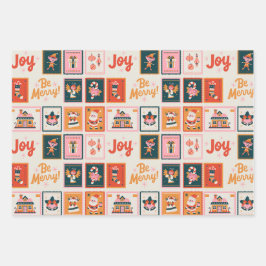 Papel de envoltura rojo verde beige para Navidades