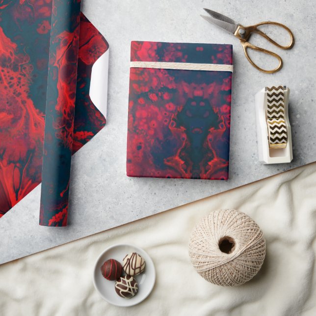Papel de envoltura rojo y negro de mármol (Artesanía)