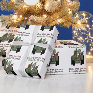 Papel de envoltura Tractor Santa Holiday