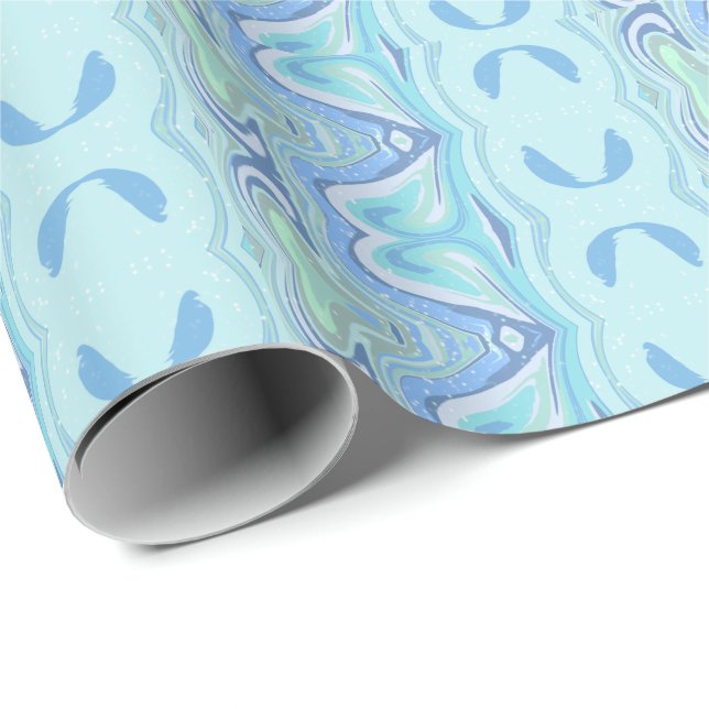Papel de envoltura Turquoise Swirls (Esquina del rollo)