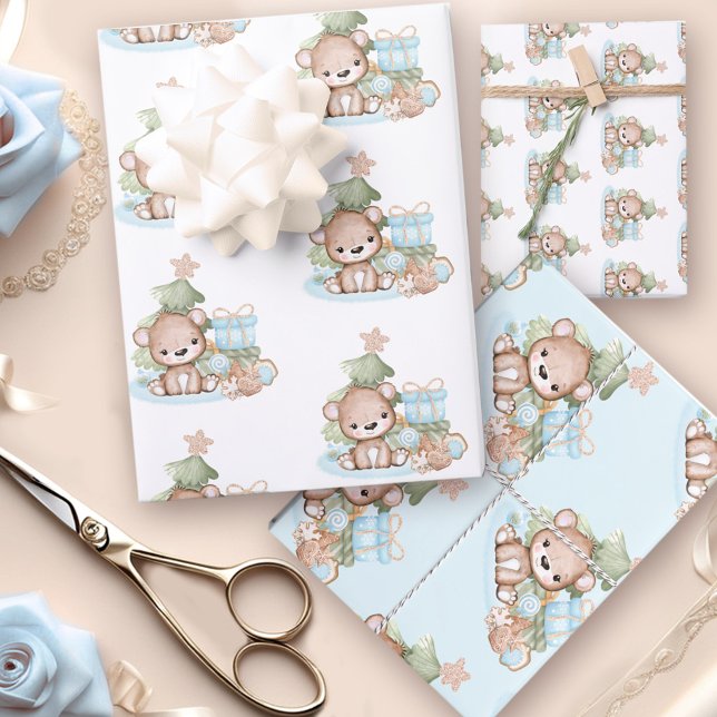 Papel de envolver a pequeños Navidades (Cute Baby Christmas Wrapping Paper)