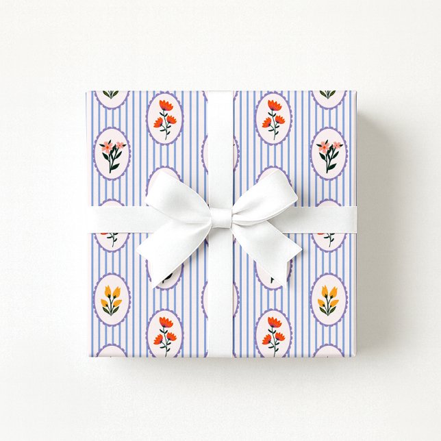 Papel de envolver a rayas florales de inspiración  (Subido por el creador)