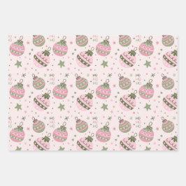 Papel de envolver adorno de Navidad rosa