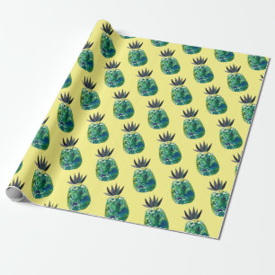 Papel de envolver amarillo fiesta de piña tropical