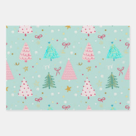 Papel de envolver árbol de Navidad pastel