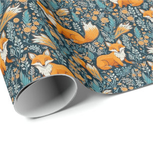 Papel de envolver azul de flores de Fox