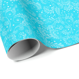 Papel de envolver azul floral elegante