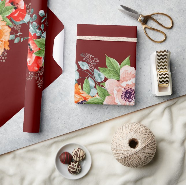 Papel de envolver Boda con flores de amapola (Artesanía)