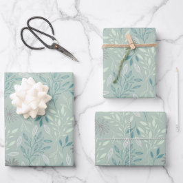 Papel de envolver botánico verde hoja plana juego