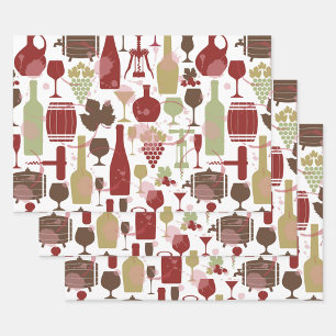 Papel de envolver botellas de vino juego de 3 hoja