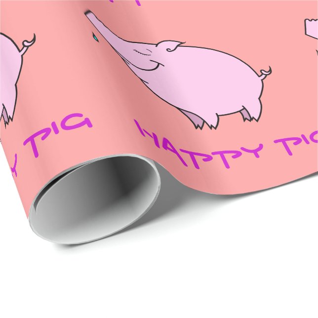 Papel de envolver brillante de cerdo feliz (Esquina del rollo)