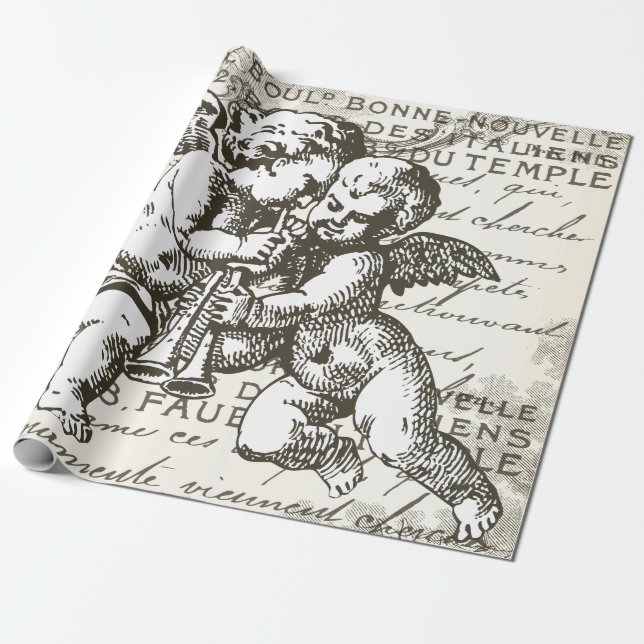 Papel de envolver cherub de época francesa (Desenrollado)