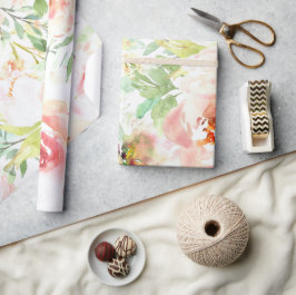 Papel de envolver chic de Shabby, Rosa - Floral vi