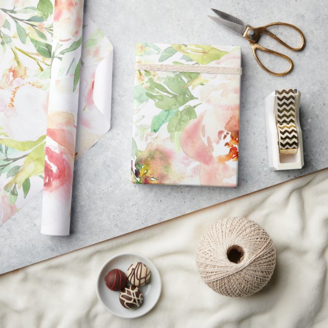 Papel de envolver chic de Shabby, Rosa - Floral vi (Artesanía)