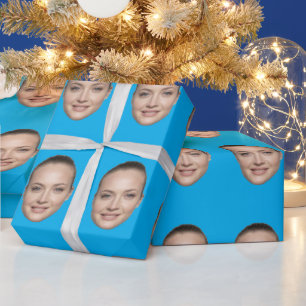 Papel de envolver con cara personalizada regalo pe