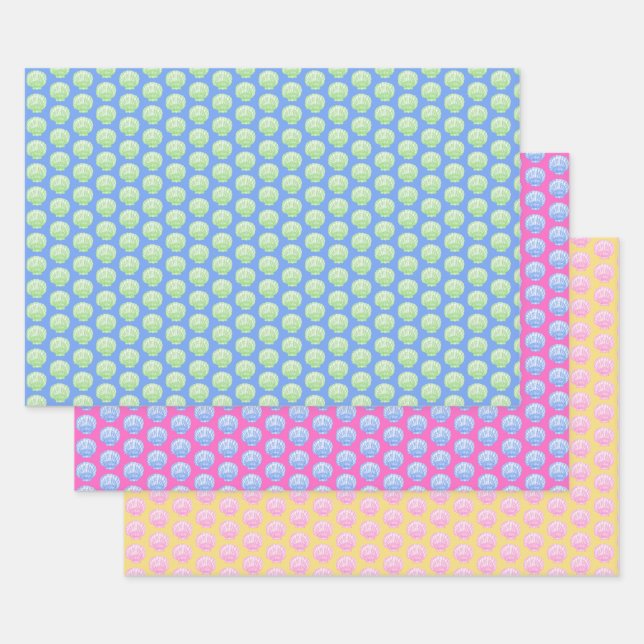 Papel de envolver con conchas de vieira vibrantes (Set)