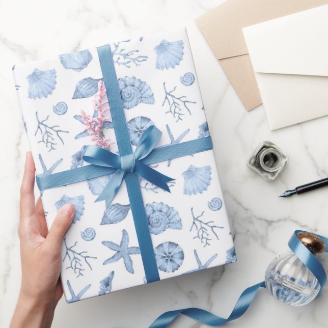 Papel de envolver con conchas, papel de regalo de  (Regalar)