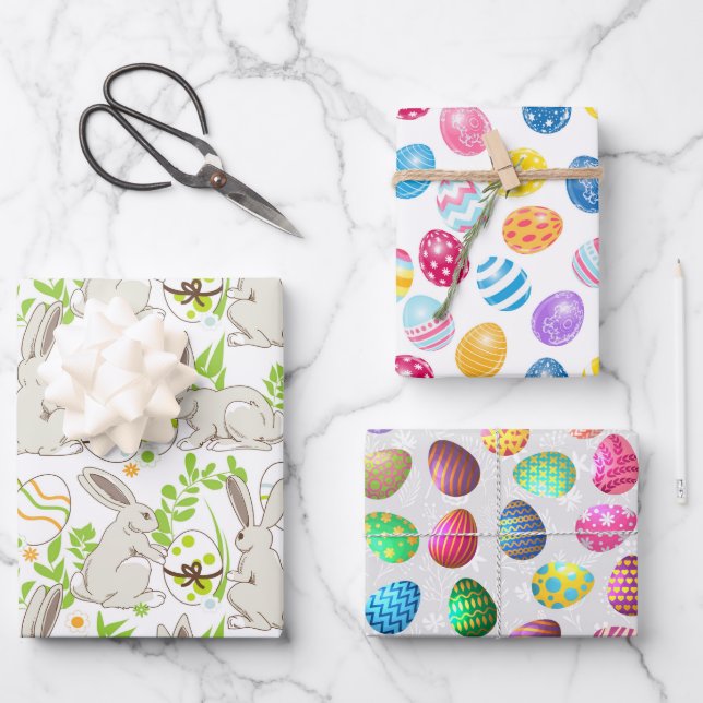 Papel de envolver con conejos y huevos (Anverso)