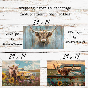 Papel de envolver con encanto de 3 vacas de las Hi