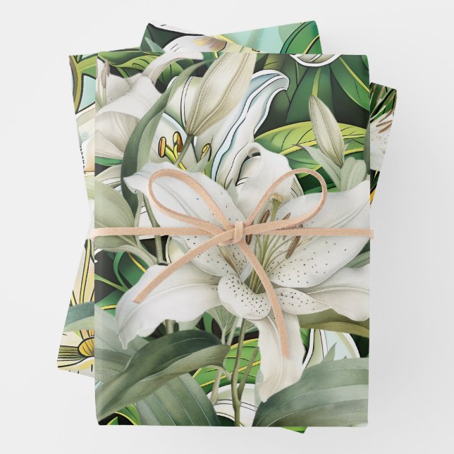 Papel de envolver con flores de lirio (In situ)