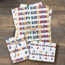 Papel de envolver con globos de cumpleaños colorid