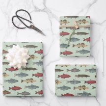Papel de envolver con peces, papel de regalo de cu