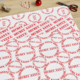 Papel de envolver con texto de Santa Secreto Rojo 