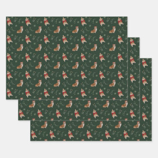 Papel de envolver corgi estacional
