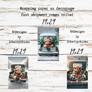 Papel de envolver de 3 piezas decoupage Vaca de la