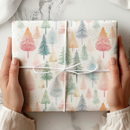 Papel de envolver de árbol de Navidad pastel