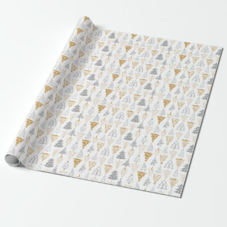Papel de envolver de árbol de Navidad plateado y d
