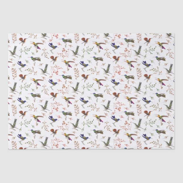 Papel de envolver de aves con colores florales (Anverso)