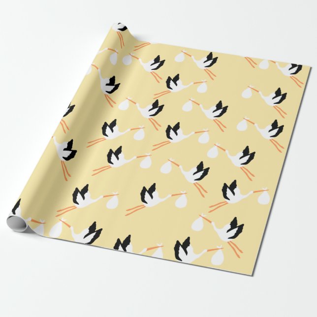 Papel de envolver de Baby Shower de la cigüeña ama (Desenrollado)