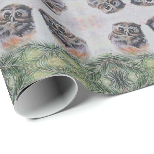 Papel de envolver de búho pequeño (Esquina del rollo)