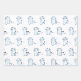 Papel de envolver de burbujas azul conjunto de hoj